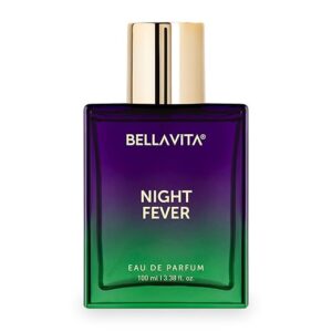bellavita night fever | long lasting eau de parfum 100ml perfume for man and woman | with bergamot mandarin, peach, musk & vanilla | fruity premium unisex fragrance scent